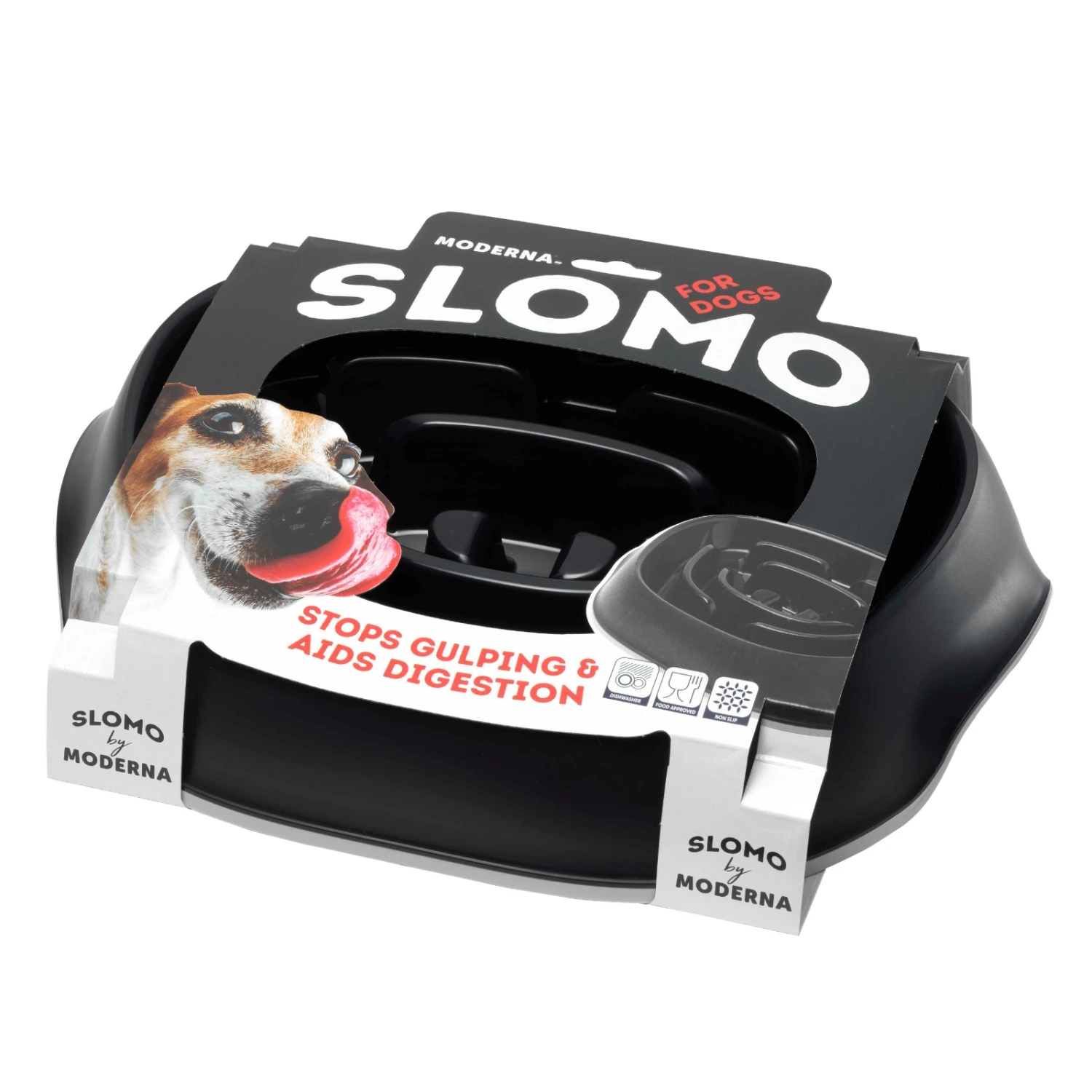 Moderna Slomo Slow Feeder Dog Bowl, Black 4 Moderna Slomo Slow Feeder Dog Bowl, Black - Image 2