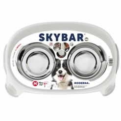 Moderna Skybar Raised Dog Bowl Stand, White -Petkit Shop moderna pet bowl moderna skybar raised dog bowl stand white 12248846434407