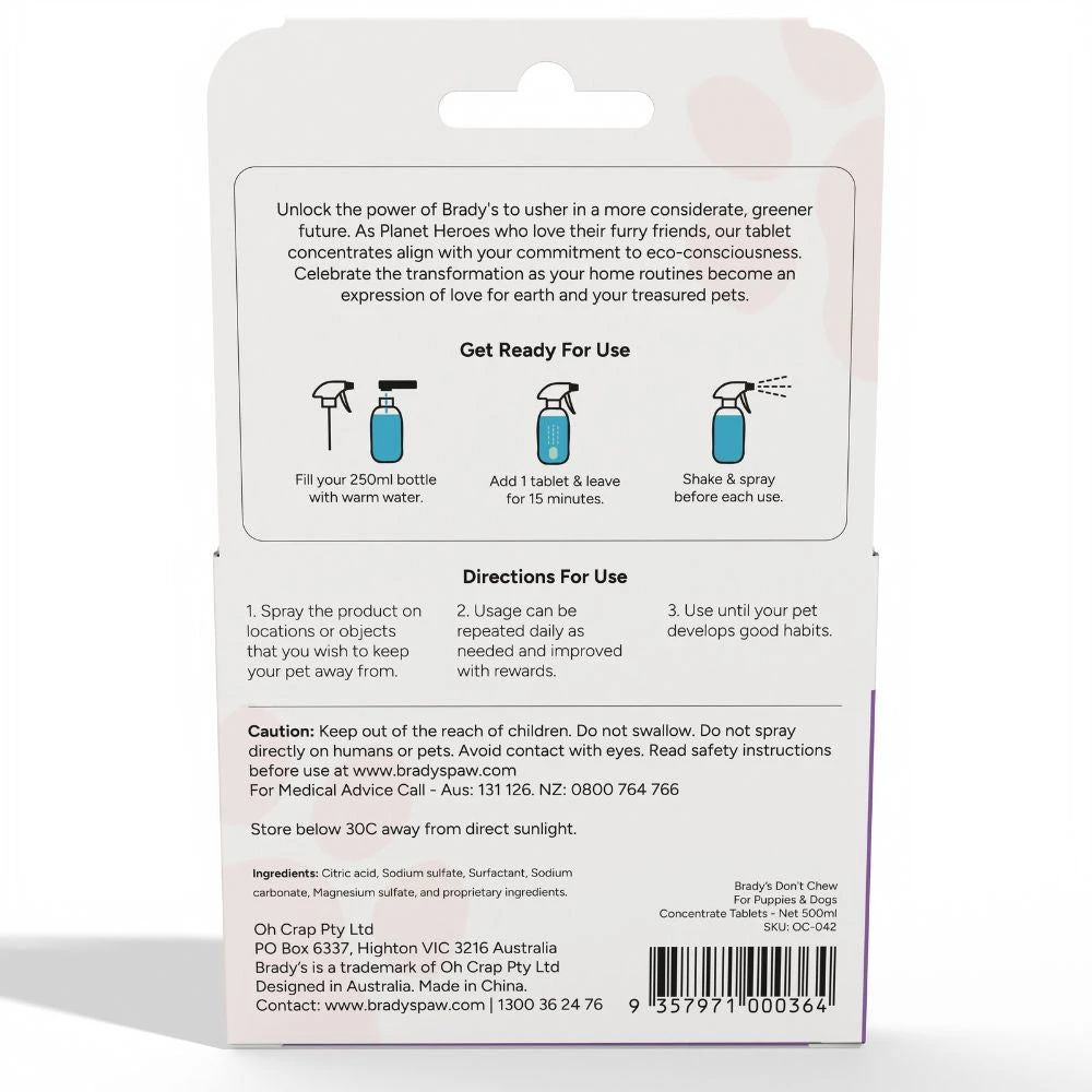 Brady's Don't Chew Spray Tablet For Puppies & Dogs 4 Brady's Don't Chew Spray Tablet For Puppies & Dogs - Image 2