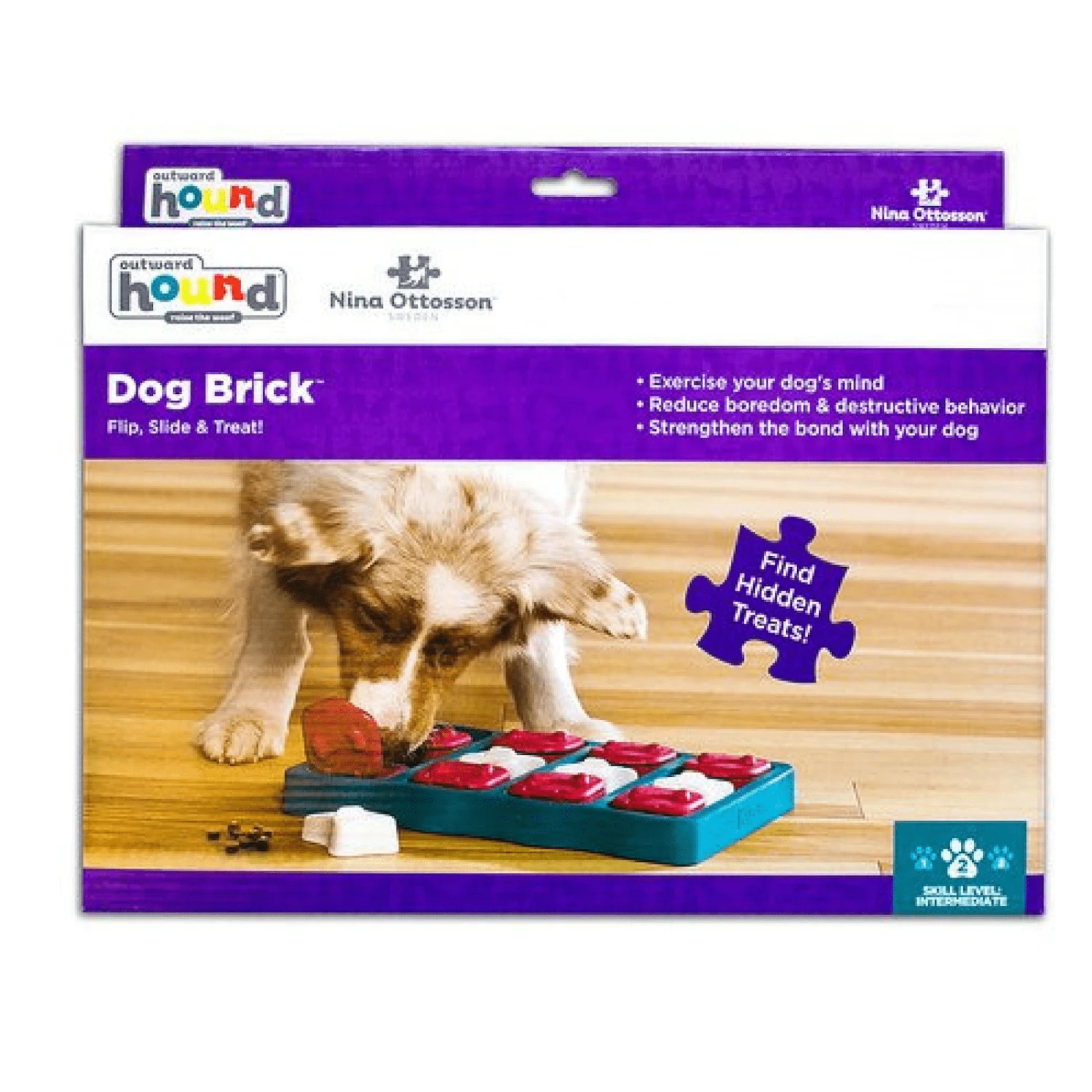 Outward Hound Nina Ottosson Dog Puzzle Toy Interactive Treat Dispenser | Dog Brick 6 Outward Hound Nina Ottosson Dog Puzzle Toy Interactive Treat Dispenser | Dog Brick - Image 4