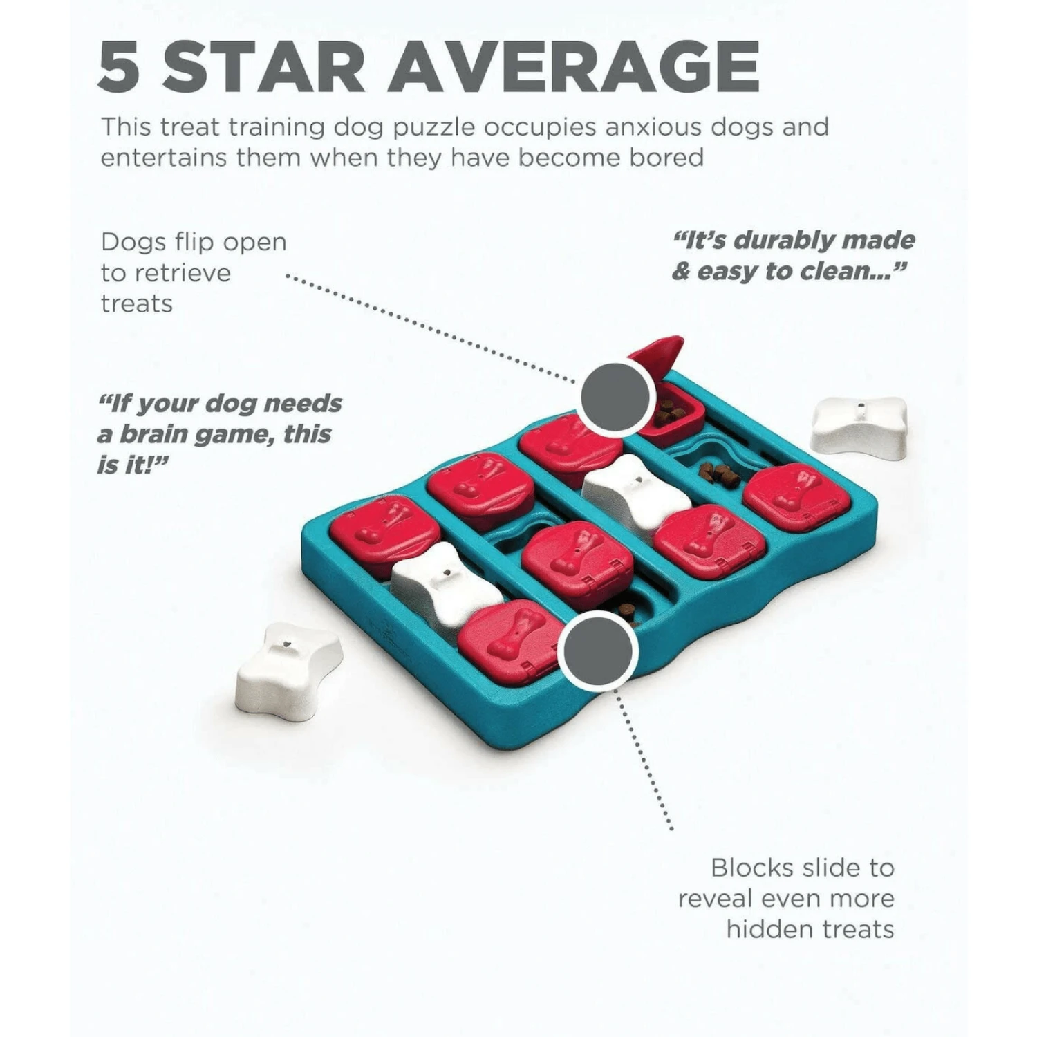 Outward Hound Nina Ottosson Dog Puzzle Toy Interactive Treat Dispenser | Dog Brick 4 Outward Hound Nina Ottosson Dog Puzzle Toy Interactive Treat Dispenser | Dog Brick - Image 2