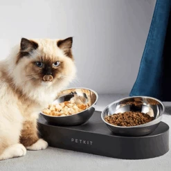 Petkit Fresh Nano Double Elevated Cat Bowl, Aluminium -Petkit Shop petkit pet bowl petkit fresh nano adjustable double raised cat bowl aluminium 15906790015079